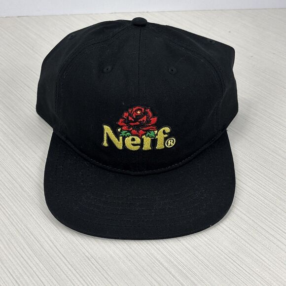 Neff Smell the Roses Snapback Hat Cap Black Embroidered Rose One Size NWT - Picture 1 of 6